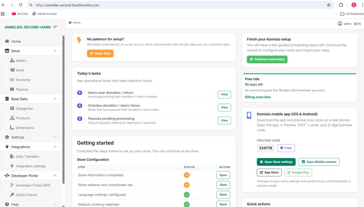 Komisio product screenshot